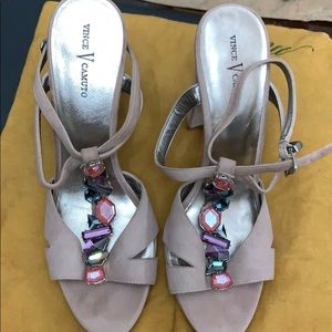 High heel suede sandal